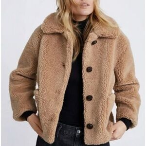 Philosophy Tan Teddy Sherpa Jacket Blazer Fleece Jacket Faux Fur - Large